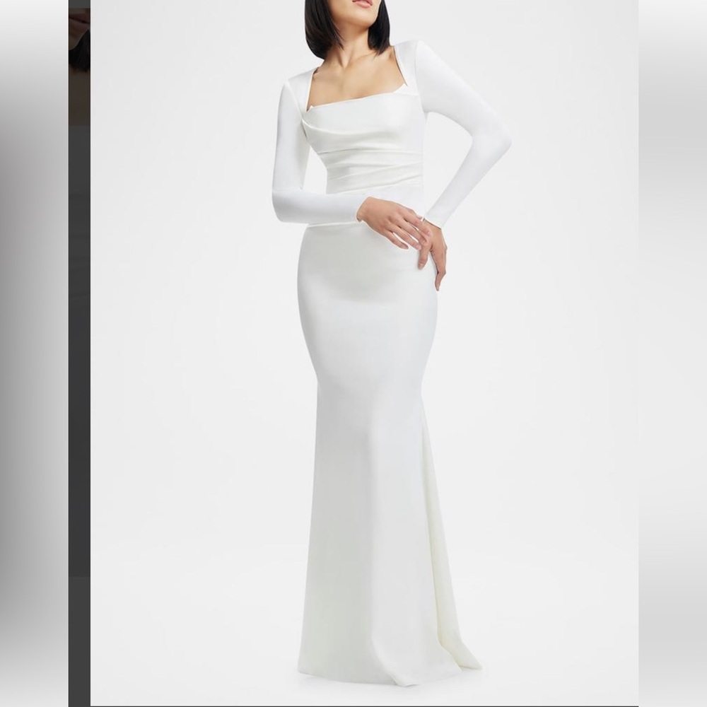 Dress The Population Stretch-satin Gown, Sz XL, Dolores, Antique White, New,$348